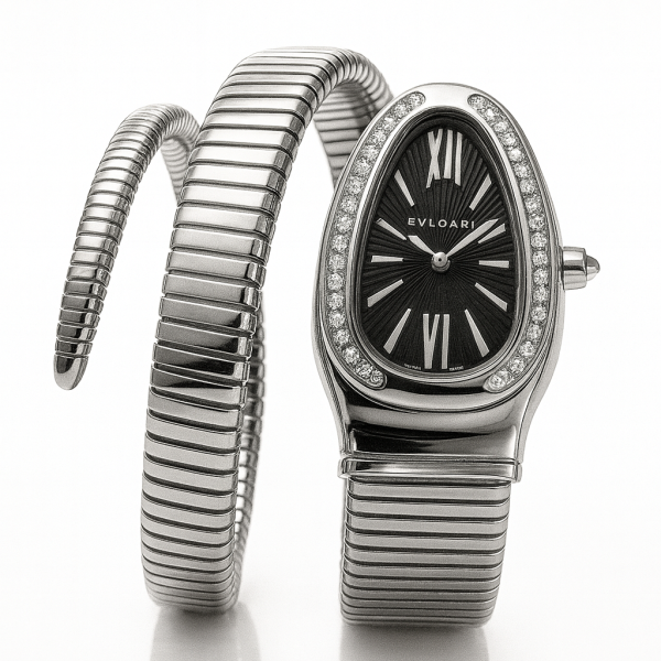 BVLGARI silver black face spiral