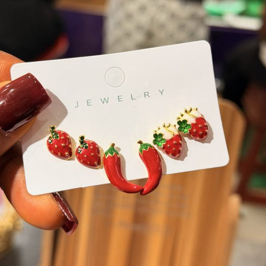 3-in-1 Cherry earrings
