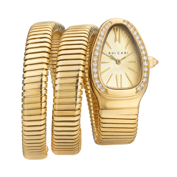 BVLGARI gold face twisted watch