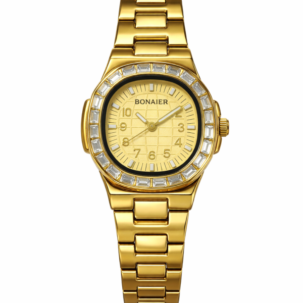 Bonaier diamond cut gold female watch