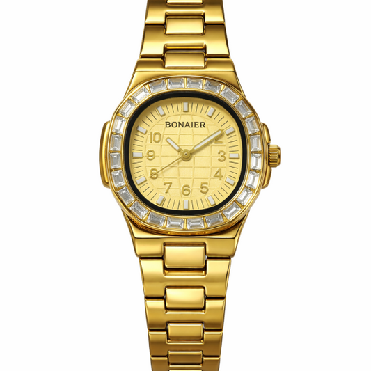 Bonaier diamond cut gold female watch