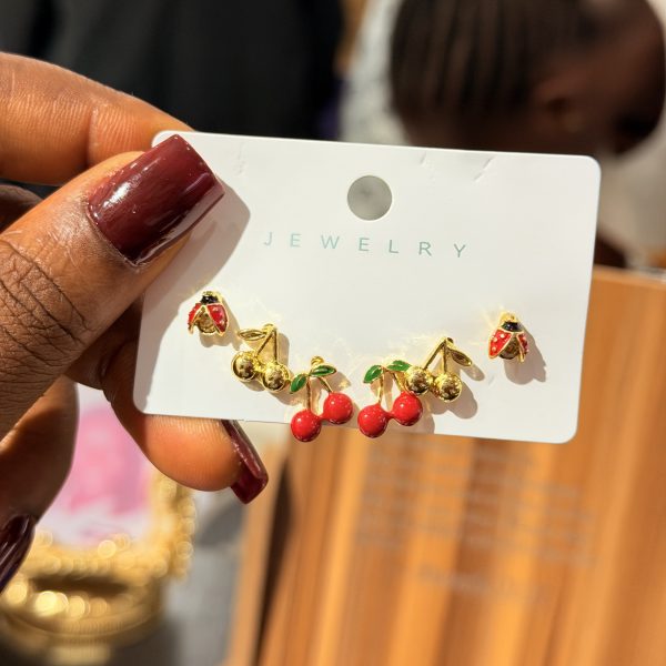3-in-1 Cherry earrings
