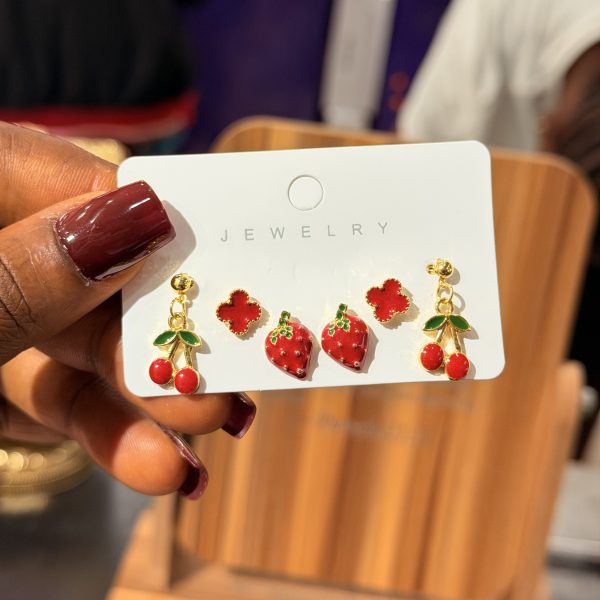 3-in-1 Cherry earrings