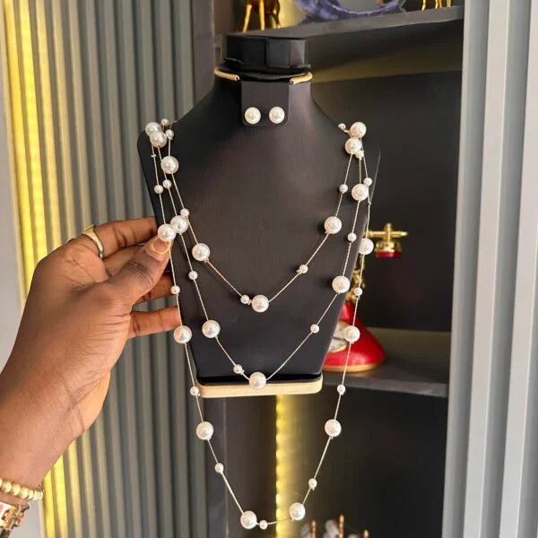 Layered pearl necklace