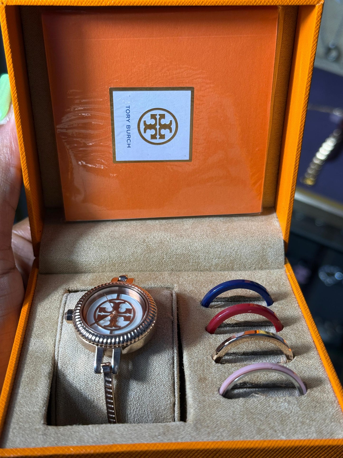 Tory Burch Reva Bangle Watch Gift Set, Gold/Multi-Colour